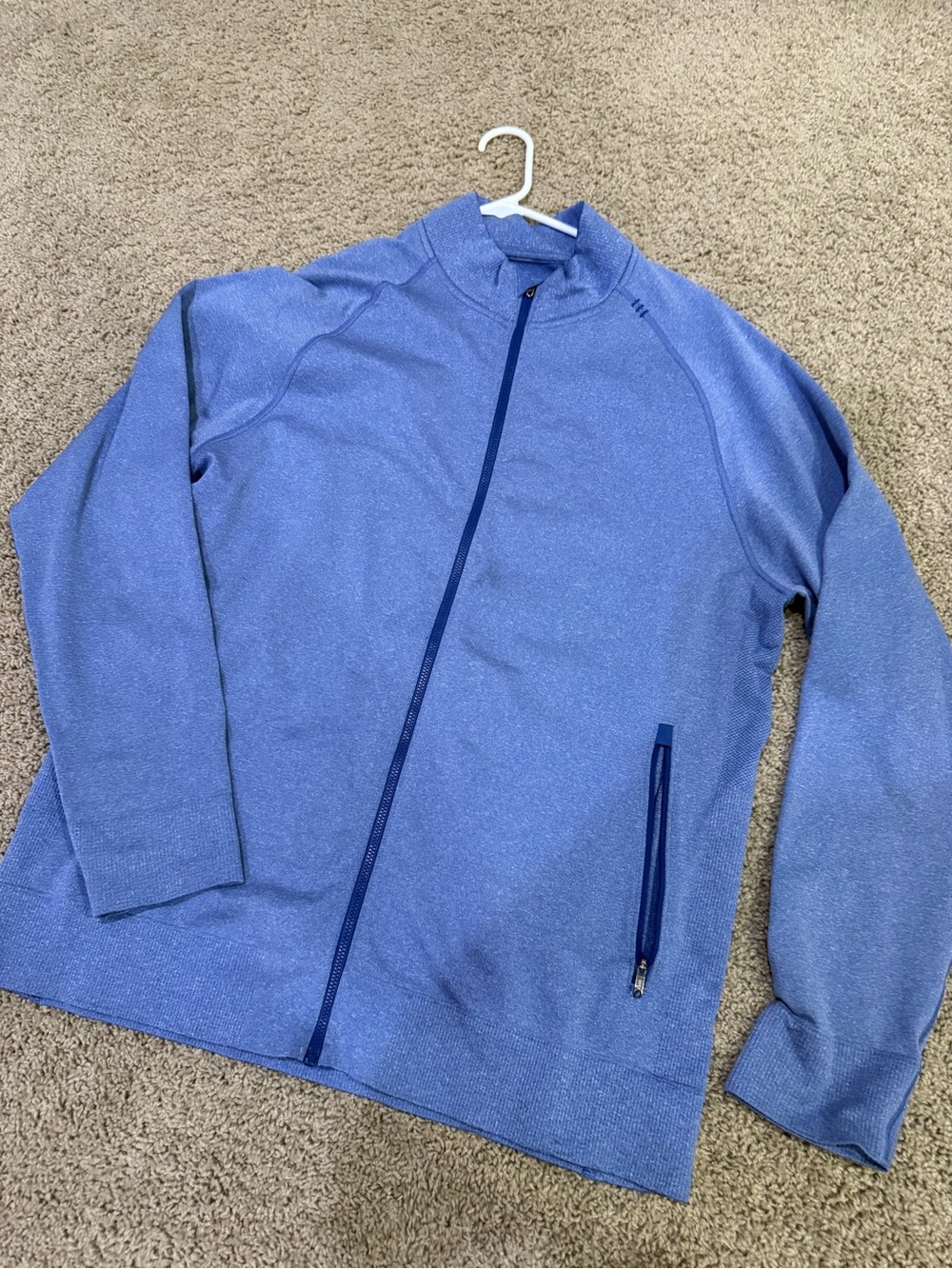 lululemon athletica Men's Heathered Blue Full-Zip Performance Jacket